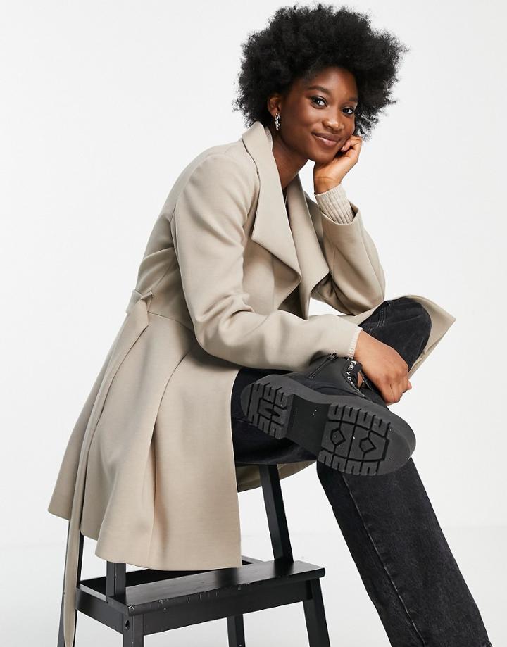 Asos Design Scuba Skate Coat In Camel-neutral