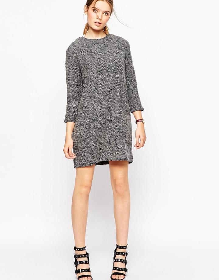 Asos Shift Dress In Textured Weave - Multi