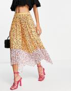 French Connection Ezeke Pleated Midi Skirt In Multi