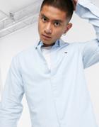 Tommy Jeans Stretch Oxford Shirt With Small Icon Logo In Blue-blues
