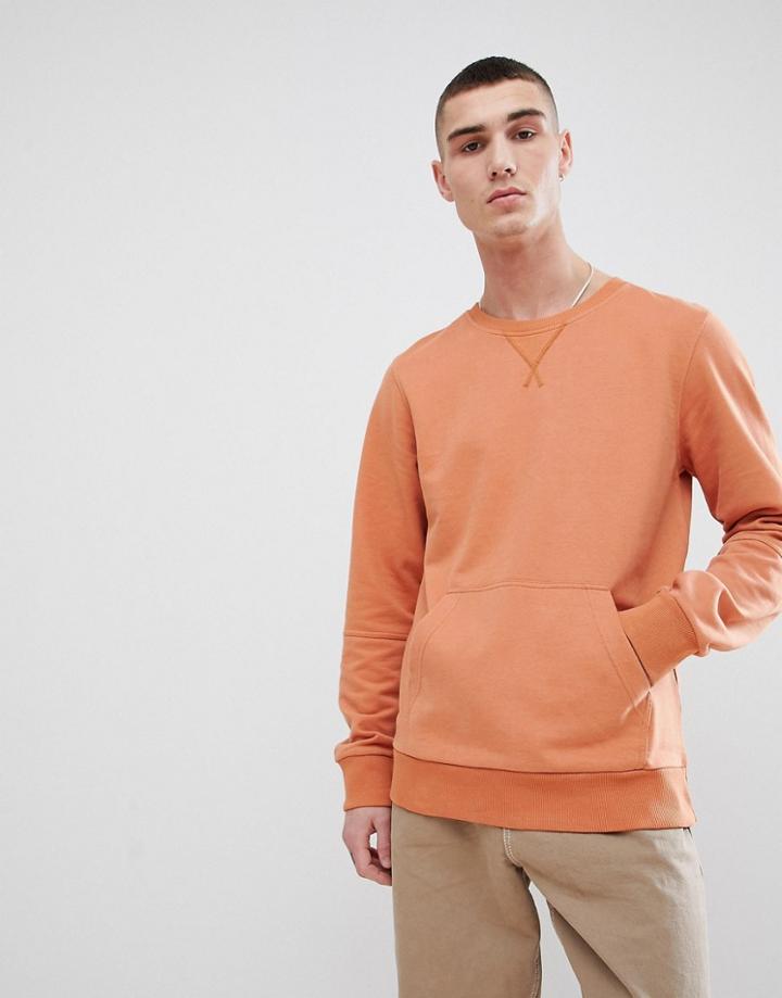 Another Influence Crew Neck Front Pocket Sweat - Brown