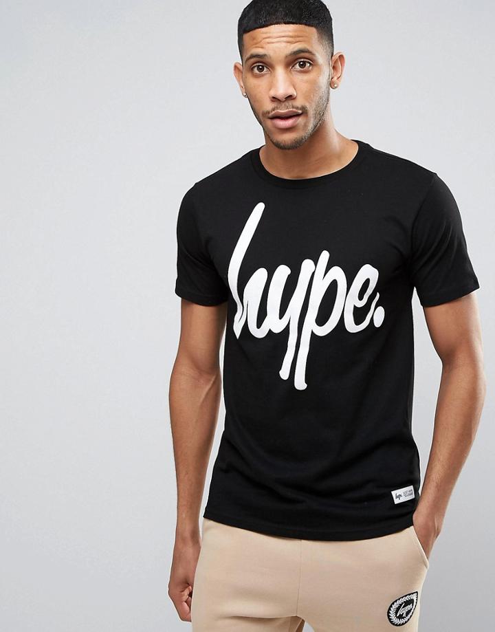 Hype T-shirt In Black With Script Logo - Black