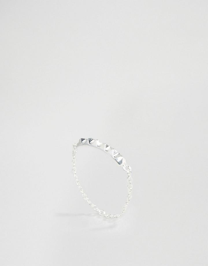 Asos Sterling Silver Studded Chain Ring - Silver