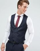 Asos Skinny Suit Vest In Navy 100% Wool - Navy