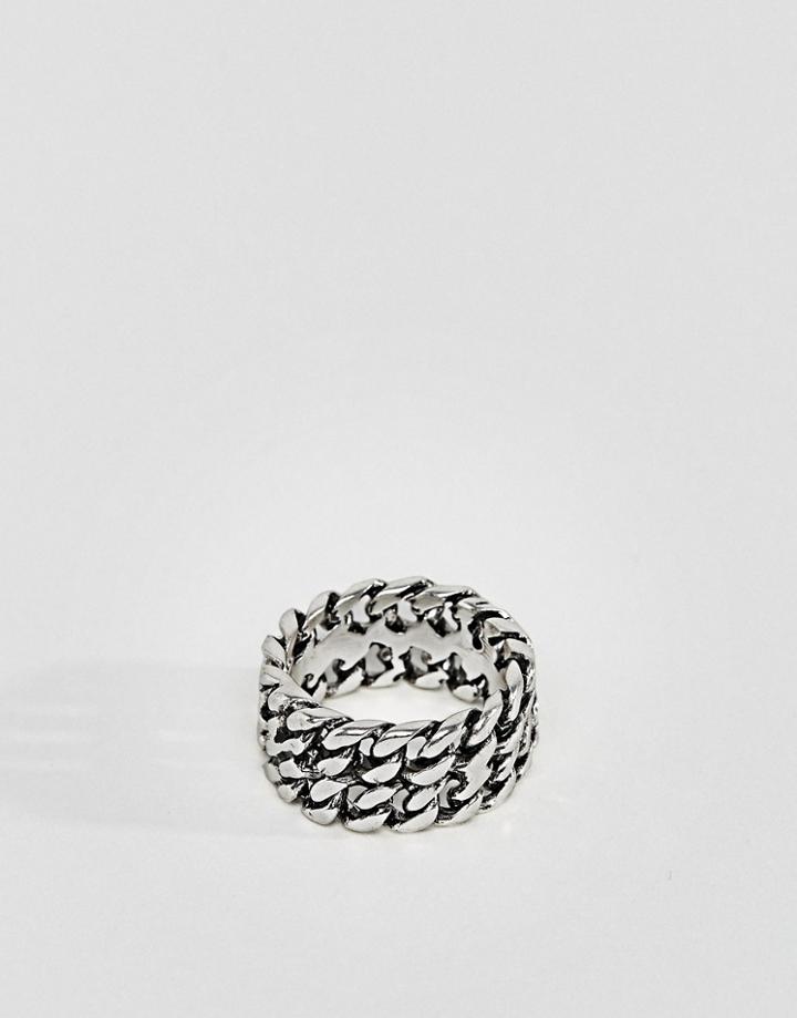 Icon Brand Chain Band Ring In Antique Silver - Silver