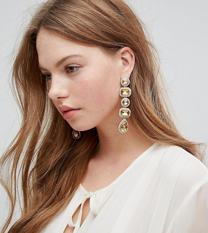 Her Curious Nature Regency Drop Rhinestone Earrings - Silver