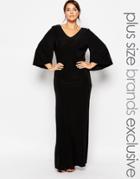 Club L Plus Kimono Sleeve Maxi Dress - Black