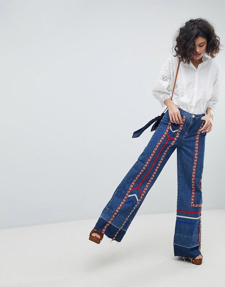 Intropia Ribbon Tape 70s Jeans - Blue