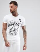 Religion Muscle Fit T-shirt With Bird Print - White