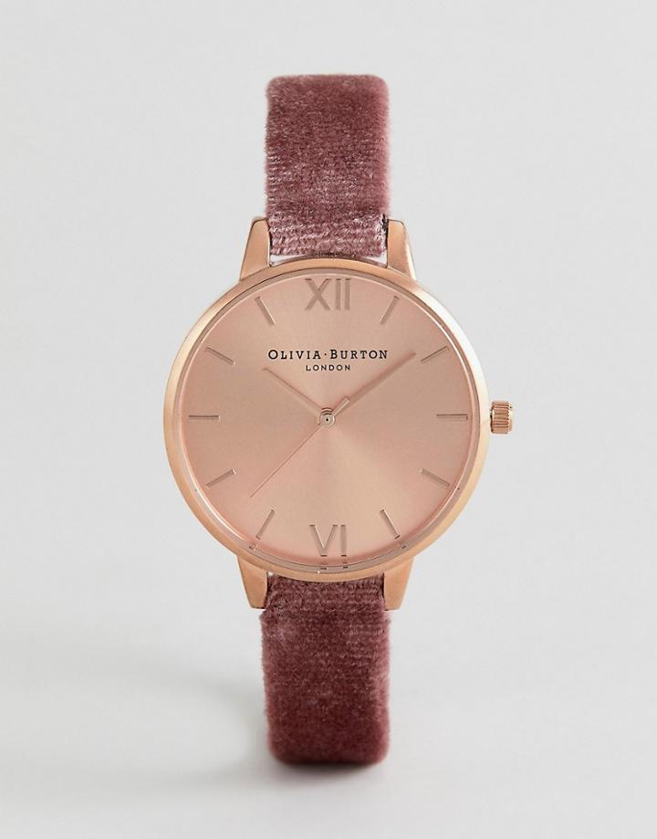 Olivia Burton Ob16de03 Sunray Dial Velvet Watch In Pink - Pink