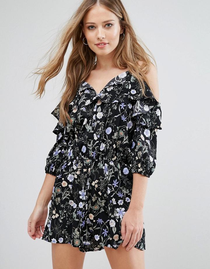 Qed London Floral Romper - Multi