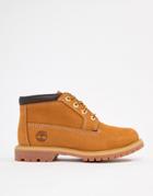 Timberland Nellie Chukka Double Wheat Nubuck Leather Ankle Boots With Black Collar - Beige