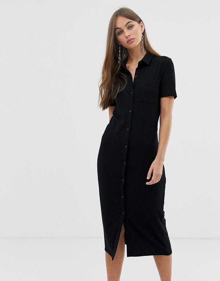 Noisy May Midi Shirt Dress - Black