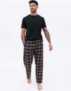 New Look T-shirt And Sweatpants Lounge Set In Mid Gray Check