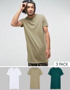 Asos Super Longline T-shirt 3 Pack Save - Multi