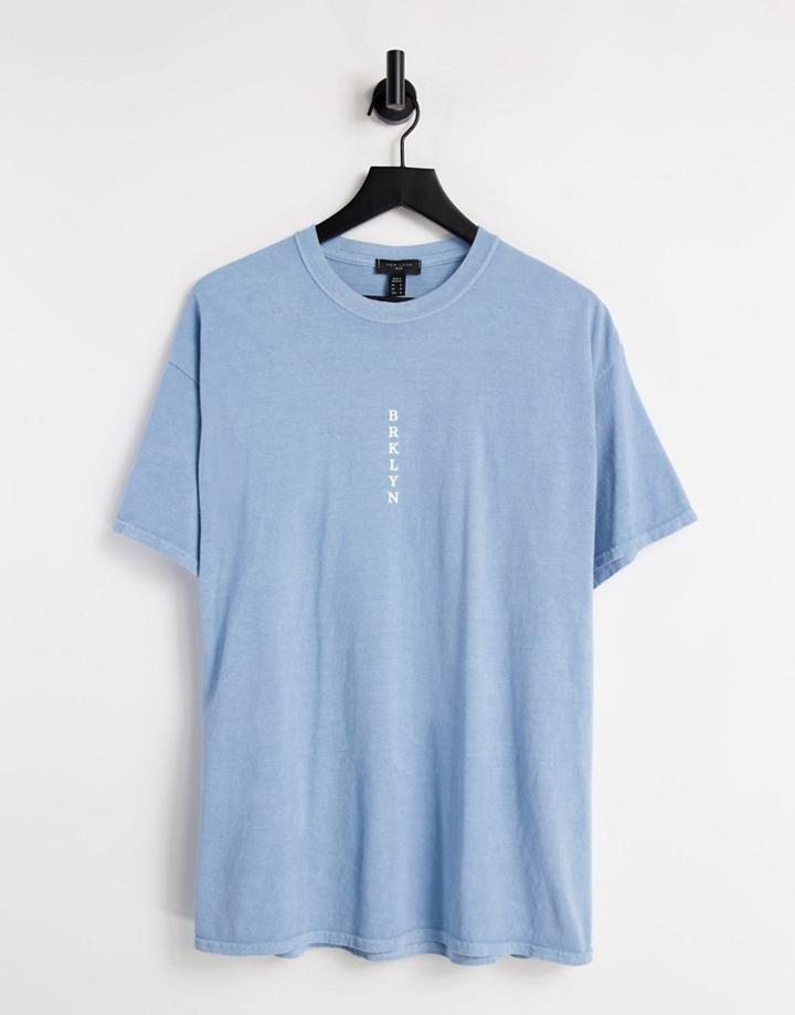 New Look Oversized Brooklyn T-shirt In Blue-blues