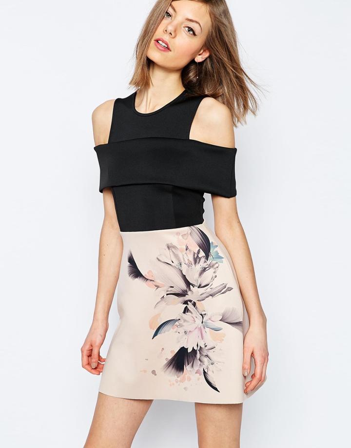 Asos Placement Print Scuba Mini Dress