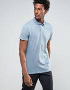 Selected Slim Fit Slub Jersey Polo Shirt With Overdye - Blue