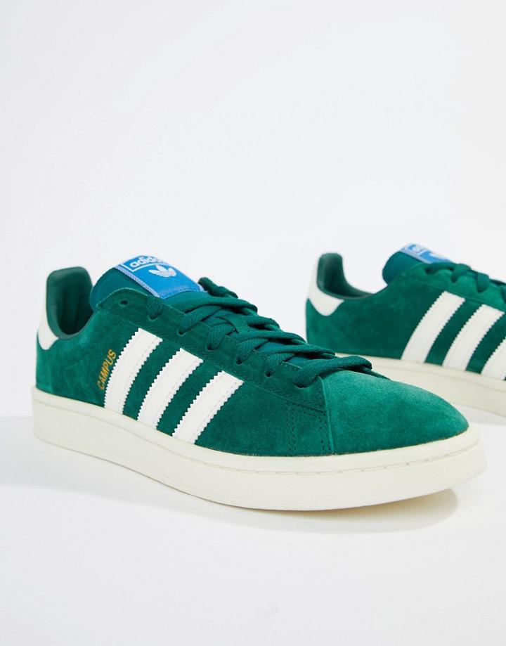 Adidas Originals Campus Suede Sneakers In Green B37847 - Green