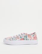 Asos Design Dizzy Lace Up Sneakers In Floral-pink