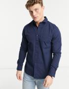 Selected Homme Gautin Solid Long Sleeve Shirt-navy