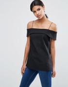 Asos Minimal Cold Shoulder Top - Black