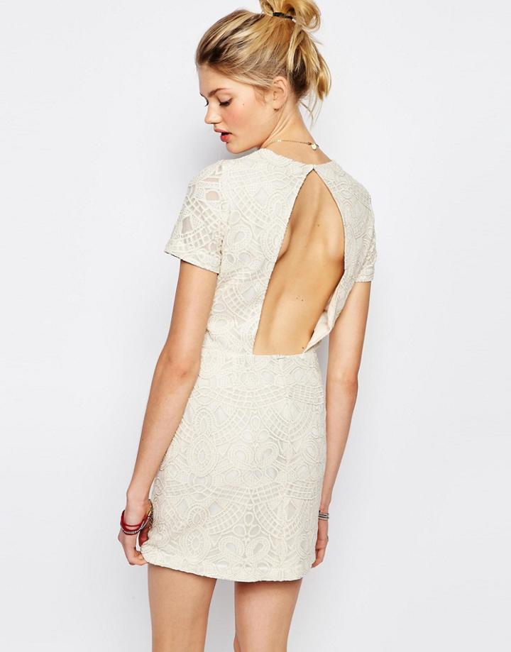 Sessun Jaja Embroidered Dress With Cut Out - Cream