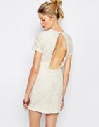 Sessun Jaja Embroidered Dress With Cut Out - Cream