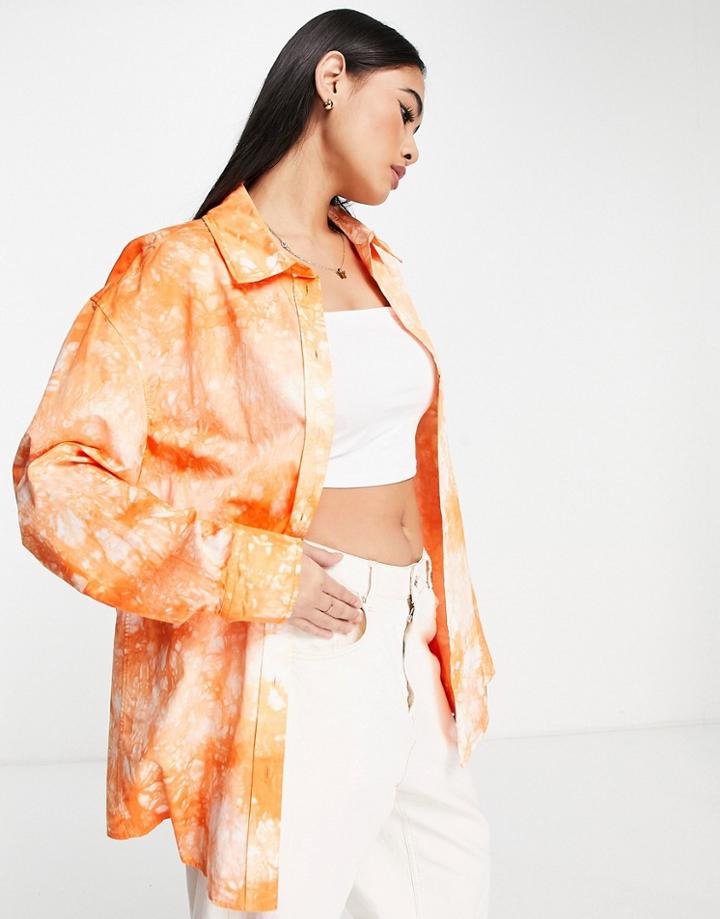 & Other Stories Cotton Tie Dye Beach Shirt In Orange