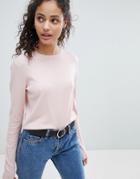 Bershka Cropped Knitted Light Weight Sweater - Pink
