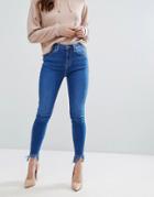 New Look Frayed Hem Skinny Jeans - Blue