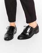 Asos Mazzie Leather Studded Flat Shoes - Black