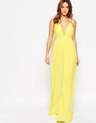 Forever Unique Cindie Plunge Neck Maxi Dress - Lemon