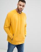 Asos Oversized Longline Sweatshirt With Drawcord Neck - Yellow