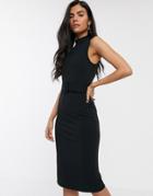 River Island Belted Utility Dress In Black