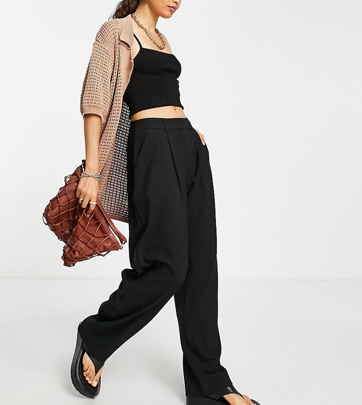Topshop Petite Mensy Peg Pants In Black