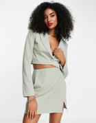 Extro & Vert Boxy Cropped Blazer In Sage - Part Of A Set-green