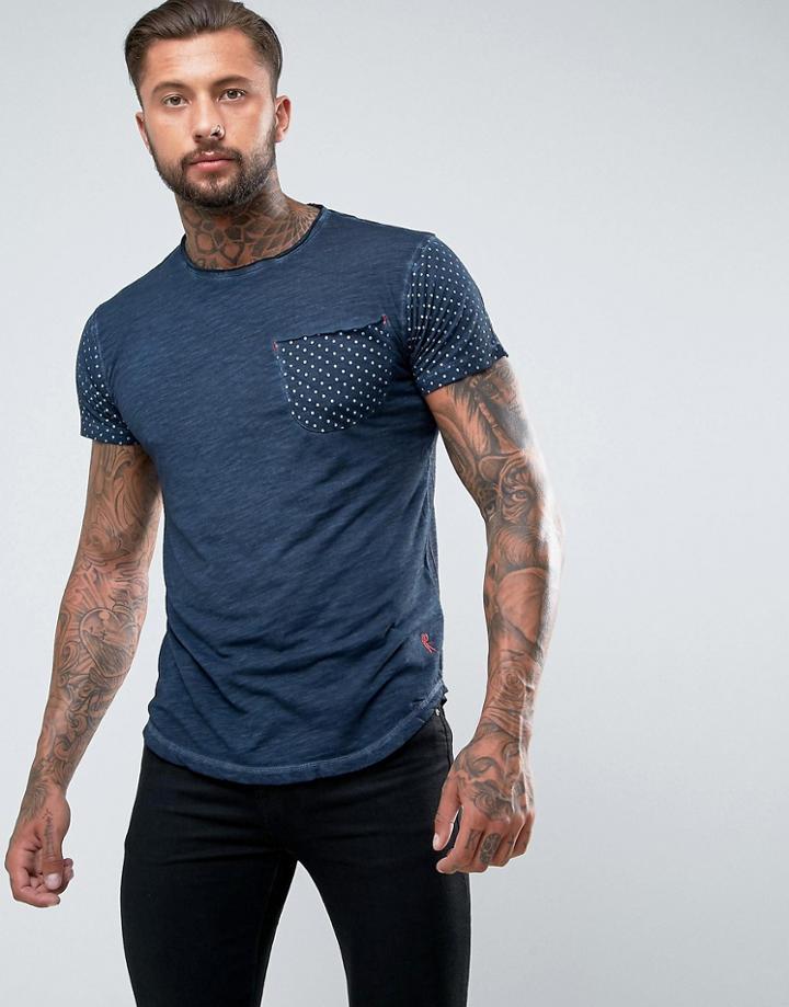 Ringspun Polka Dot Pocket T-shirt - Navy