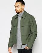 Asos Cropped Military Jacket In Green - Green