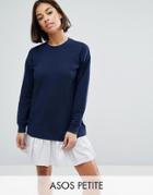 Asos Petite Sweat Dress With Shirting Hem - Navy