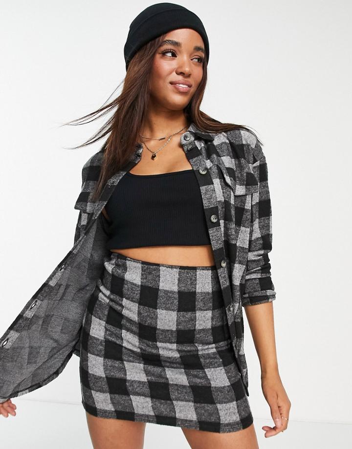 Asos Design Fluffy Suit Shacket In Jumbo Check-multi