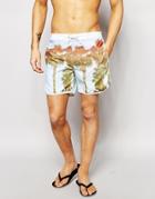 D-struct Palm Print Swim Shorts - Blue