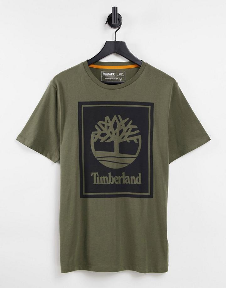 Timberland Stack Logo T-shirt In Green