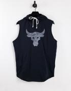Under Armour Project Rock Terry Sleeveless Hoodie In Black