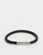 Boss Mens Leather Braided Bracelet In Black