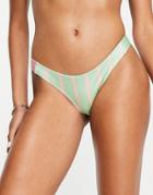 Topshop Block Stripe High Leg Bikini Bottom - Multi