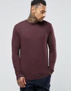 Asos Cotton Crew Neck Sweater In Plum - Red