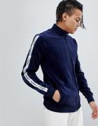 Tommy Jeans Velour Track Jacket Taped Logo Sleeve In Navy - Navy