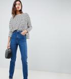 Asos Design Tall Farleigh High Waist Slim Mom Jeans In Rich Blue - Blue