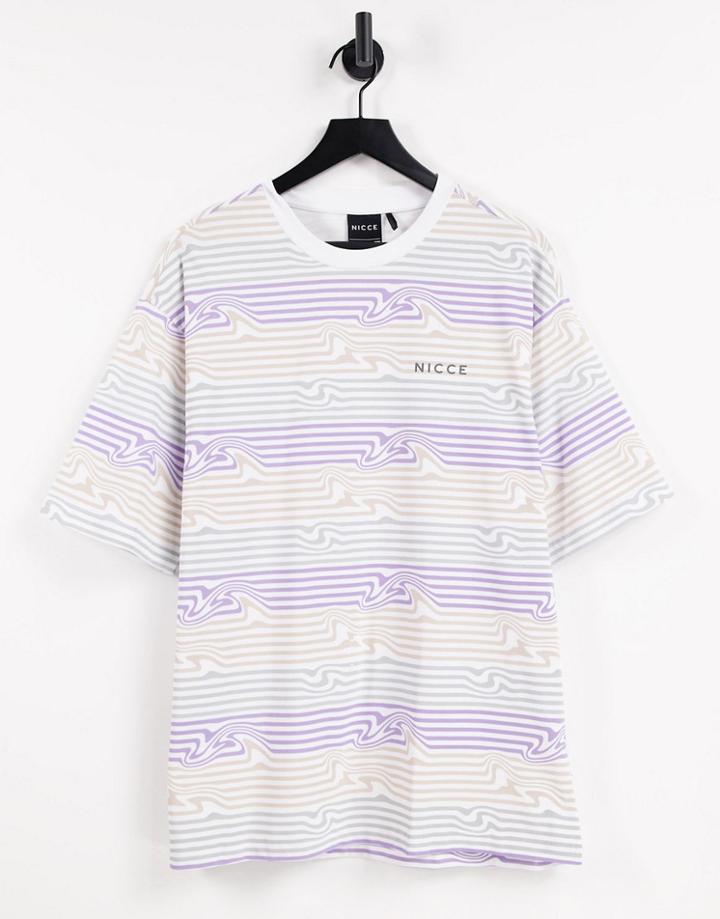 Nicce Strata Print T-shirt In Lilac-purple